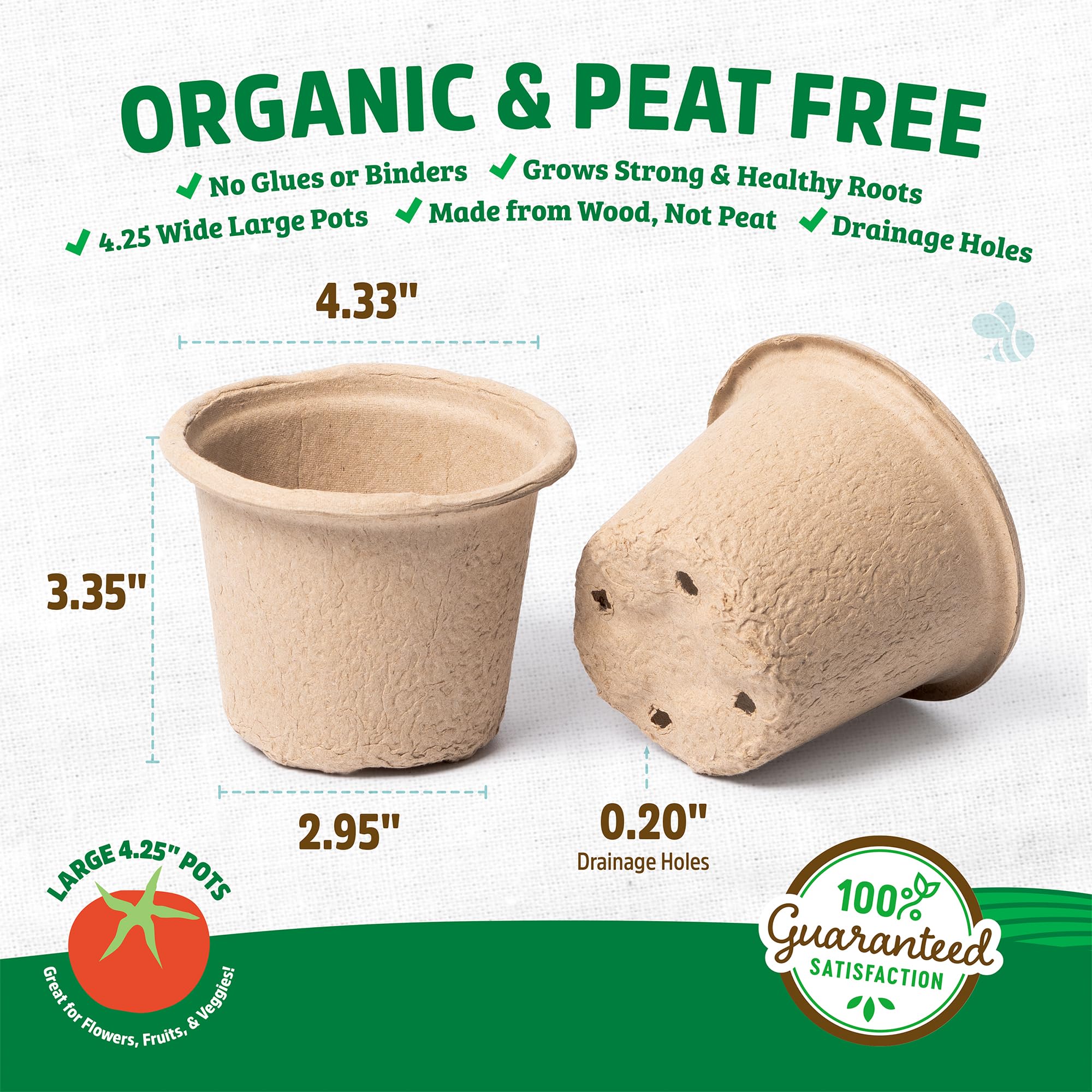 Back to the Roots Organic & PLANTABLE 4.25" Wide Seed Starting POTS (8 CT) - Image 3