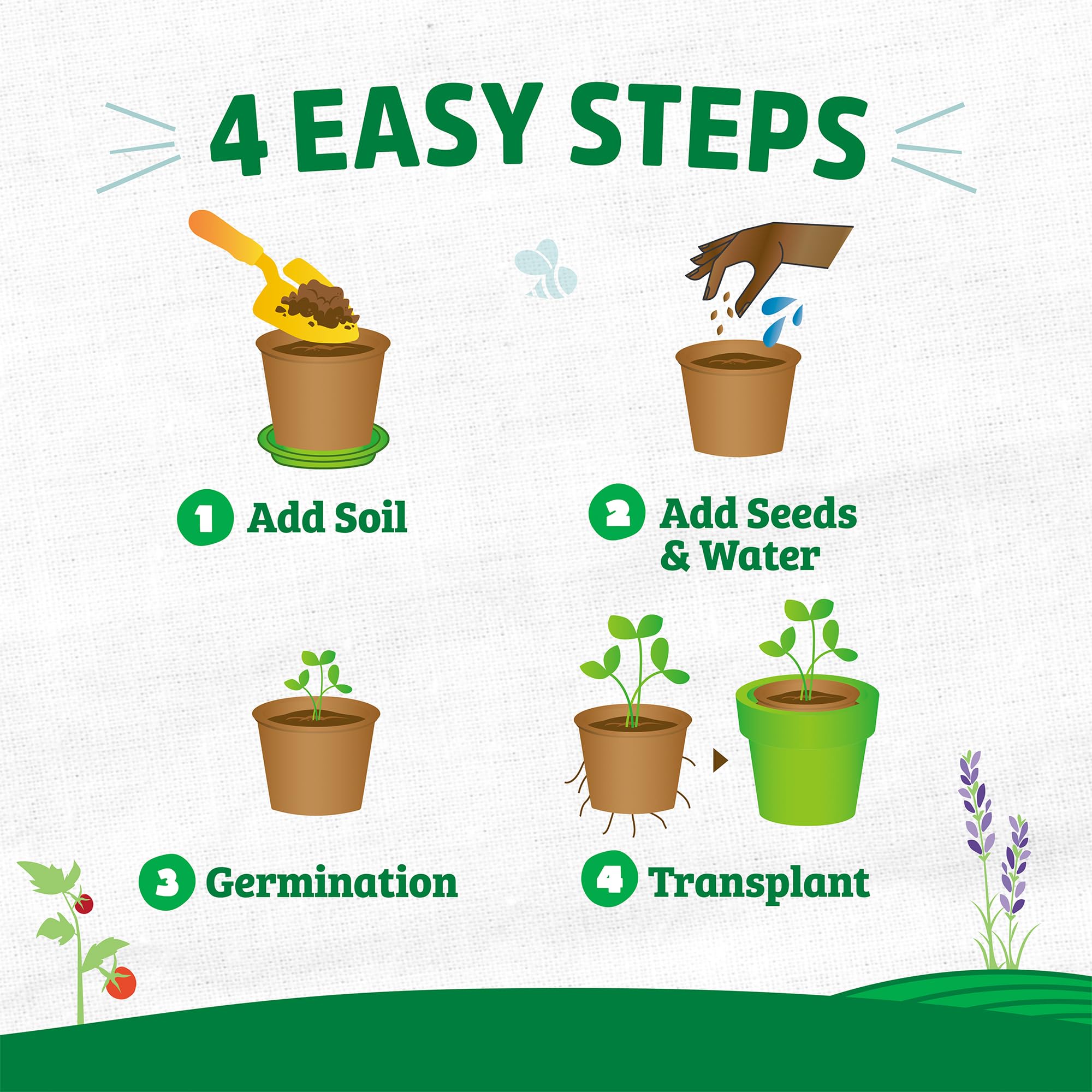 Back to the Roots Organic & PLANTABLE 4.25" Wide Seed Starting POTS (8 CT) - Image 4