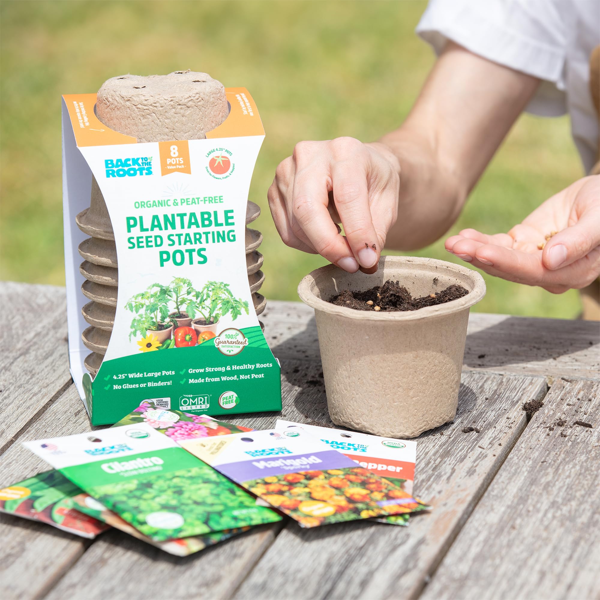 Back to the Roots Organic & PLANTABLE 4.25" Wide Seed Starting POTS (8 CT) - Image 6